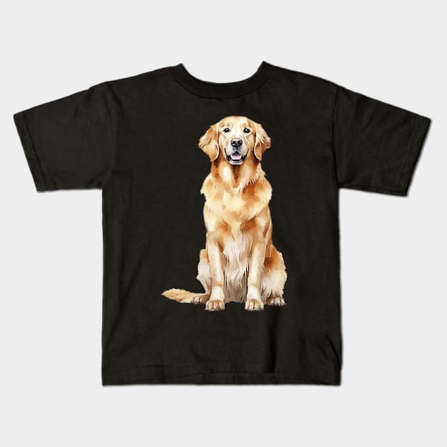 Golden Retriever Kids T-Shirt by DavidBriotArt